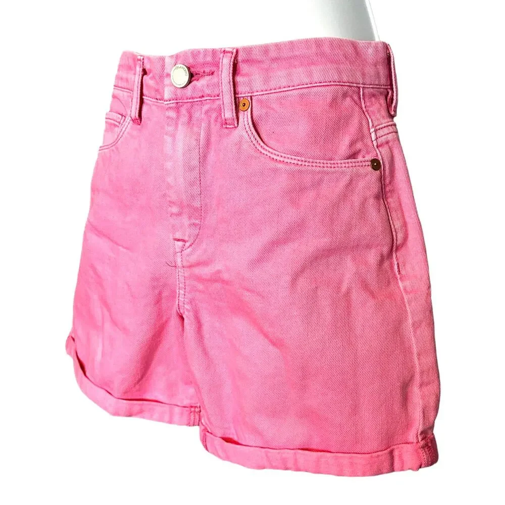 BlankNYC Pink Over Dye Denim Short Size 24 Mom Cuffed Wide Leg Baggy $78 NEW
